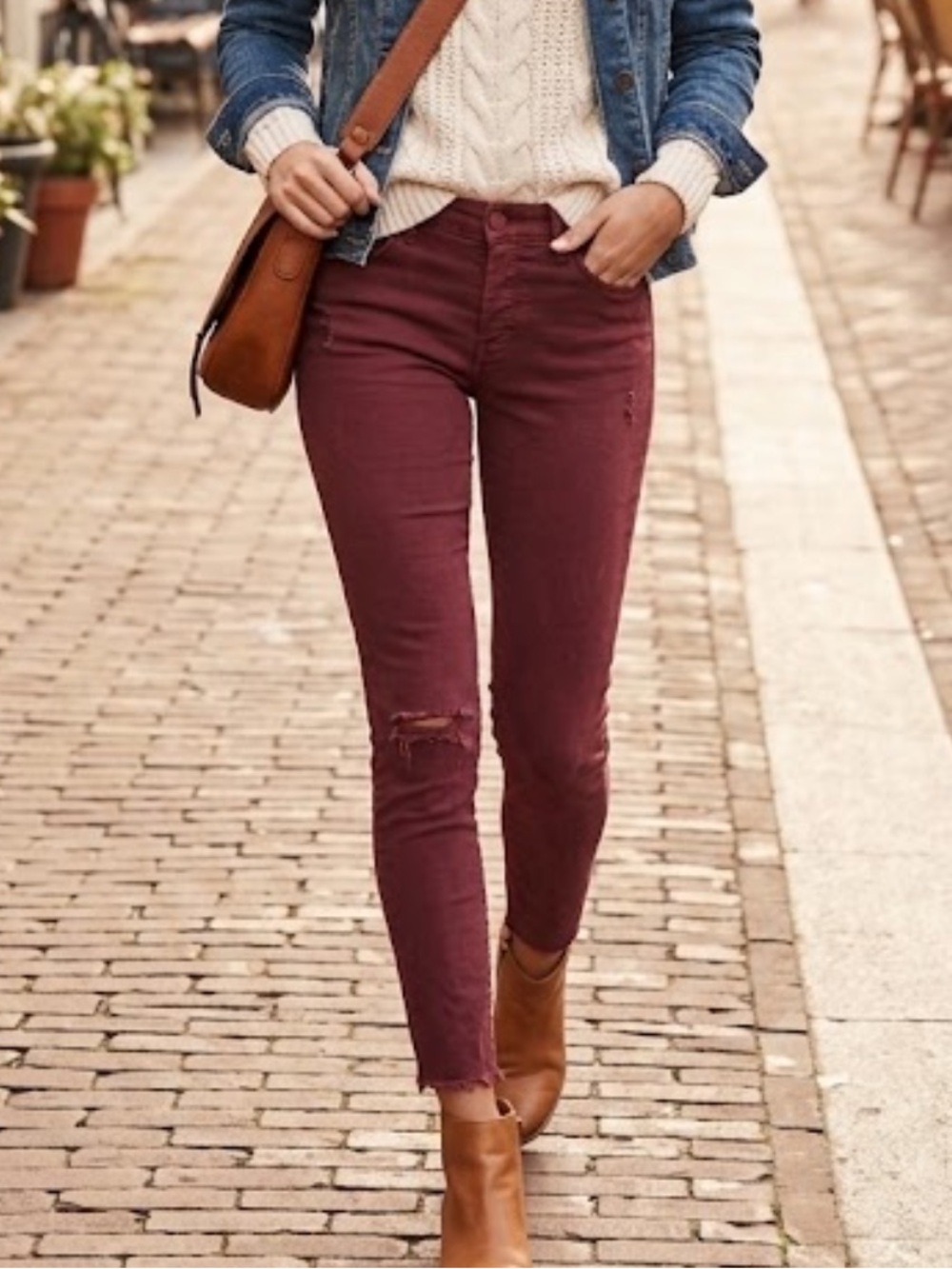 MOTHER The Looker Skinny Jeans 28 Burgundy Low Rise Distressed Hem Y2K
HH